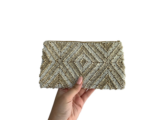 Beaded Clutch Two-Tone / Sandy Diamond Small