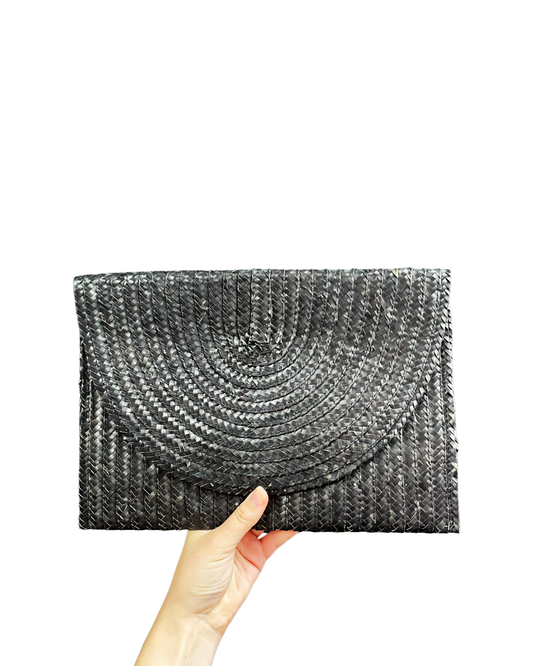 Palm Leaf Clutch Black