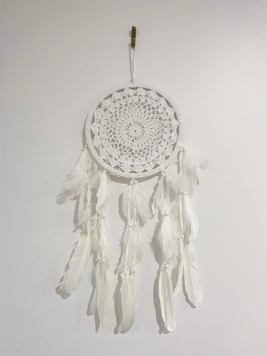 Dream Catcher all White + Beads sm