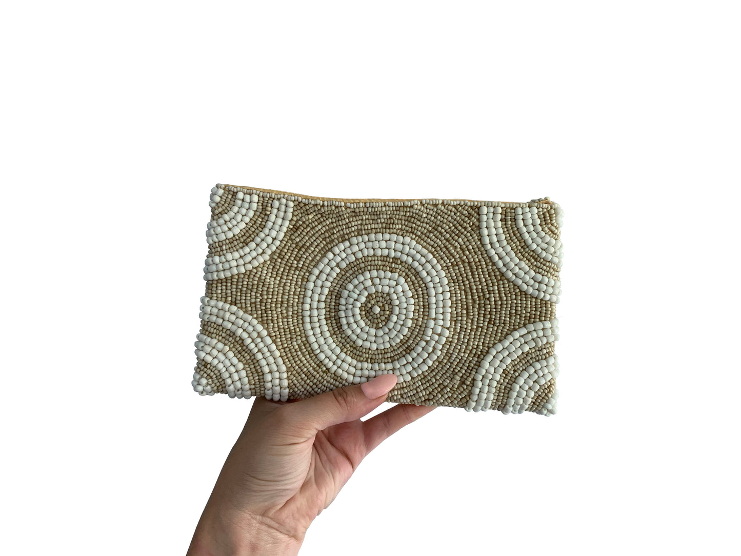 Beaded Clutch Two-Tone Sandy Circle Small