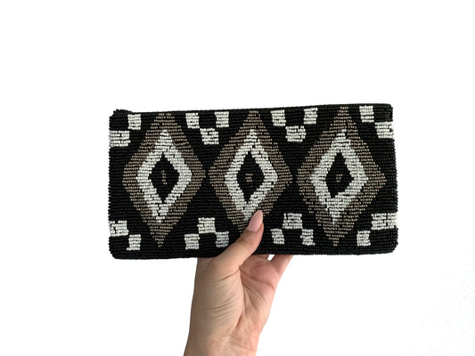 Beaded Clutch Tri-Colour Diamond Medium