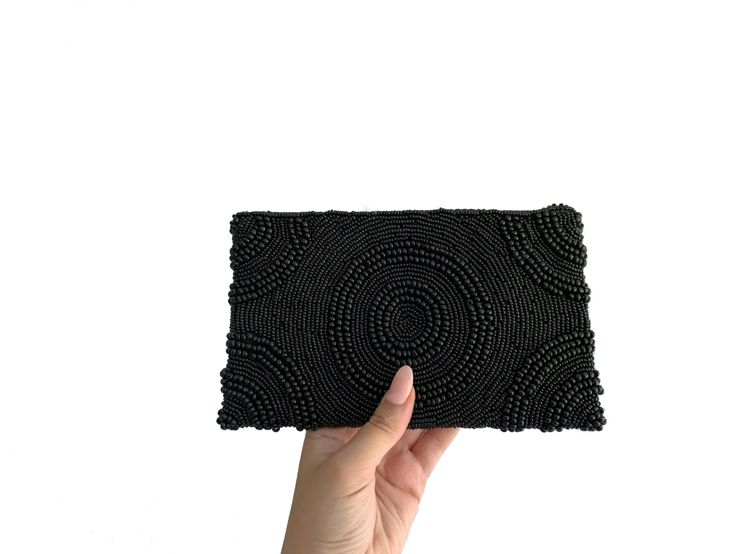 Beaded Clutch Black Circle Small