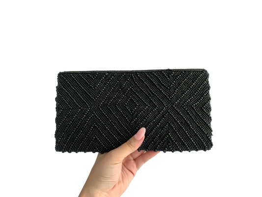 Beaded Clutch Black Diamond Medium