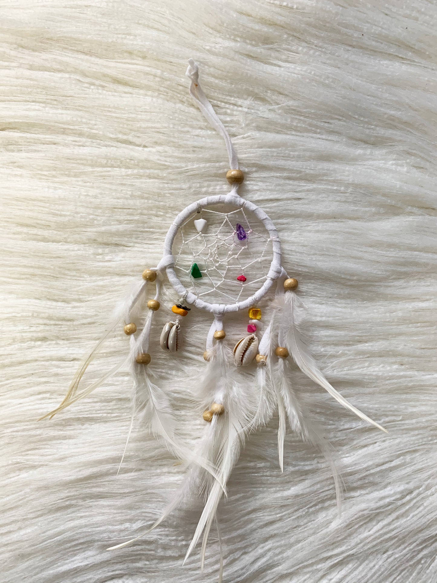 Dream Catcher Mini White + Crystals