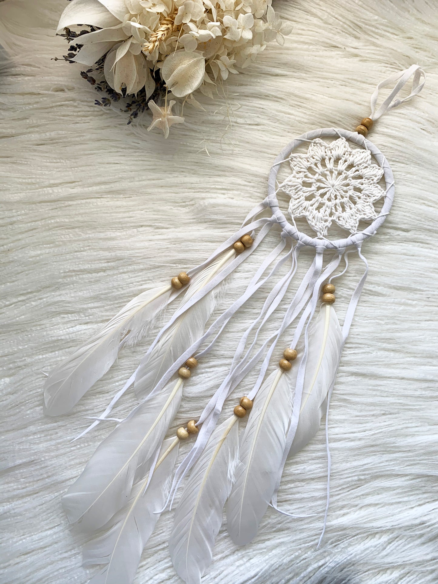 Dream Catcher White + Beads