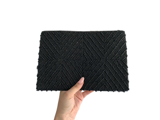 Beaded Clutch Black Diamond Large