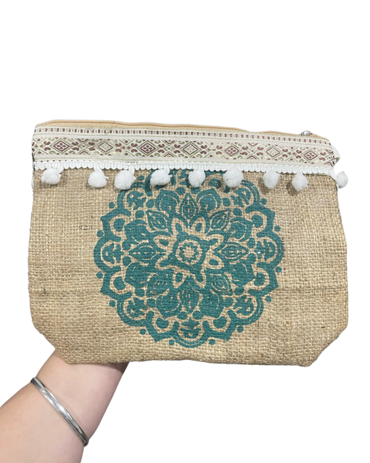 Hessian Mandala Clutch Green