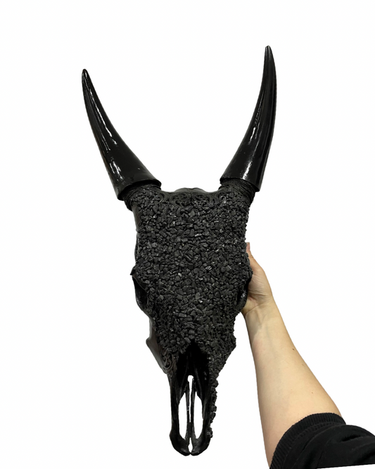 Black Tourmaline Cow Skull