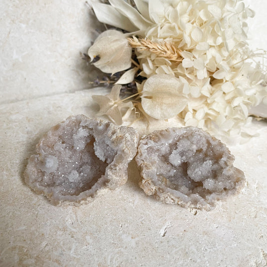 White Agate Geode Set #5